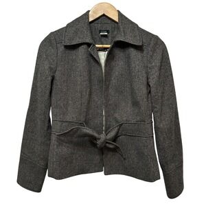 J.Crew Herringbone Crop Blazer Womens 4 Wool Tie Waist Tweed Academica Preppy